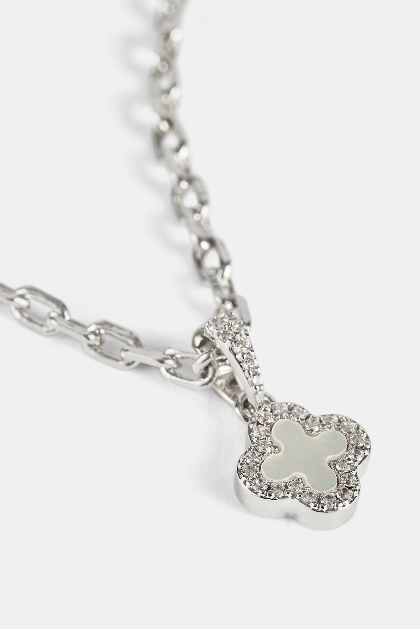 Rolo-Halskette mit Perlmuttmotiv – 8 mm – Weiß